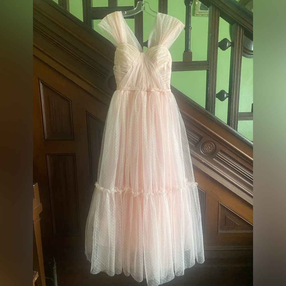 Pale Pink Swiss Dot Cupcake Dress (Prom/Formal Dress)